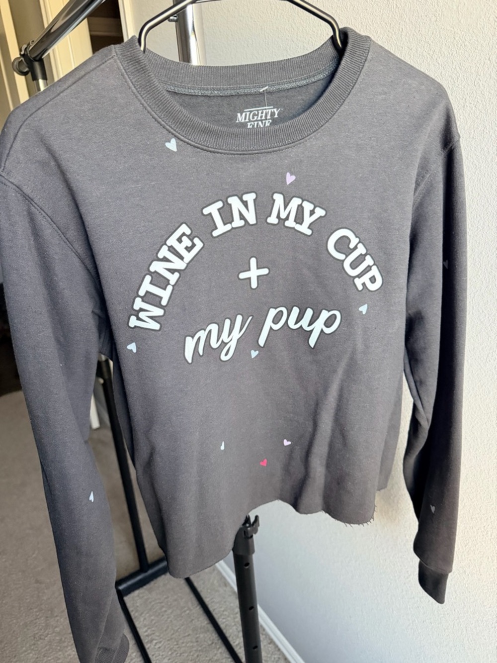 Black "Wine In My Cup + My Pup" Graphic Sweatshirt